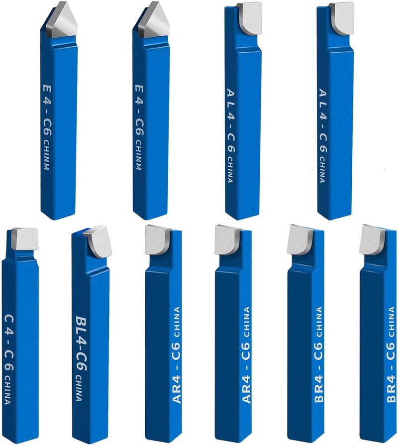 SENDUO Store 10PCS 1/4" Metal Lathe Tooling Carbide Tip Tipped Cutter Tool,C6 Bit Cutting Set,for Metal Lathe Turning, Boring, and Chamfering - Image 1